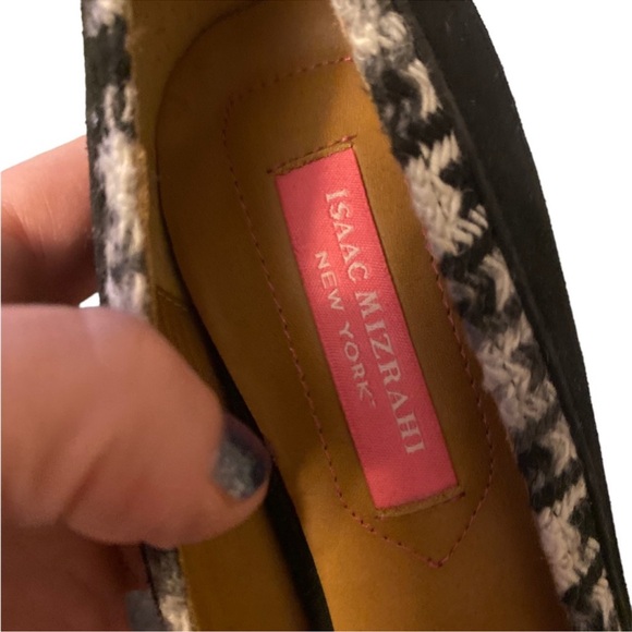 Isaac Mizrahi New York black suede block heels with tweed details - Picture 11 of 15